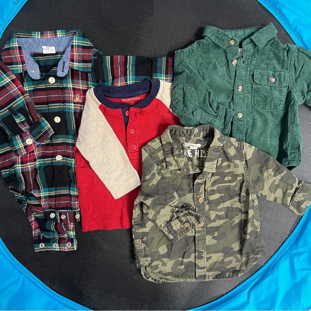 Bundle of 4 Baby Boy Fall and Winter Tops 0-3 Months